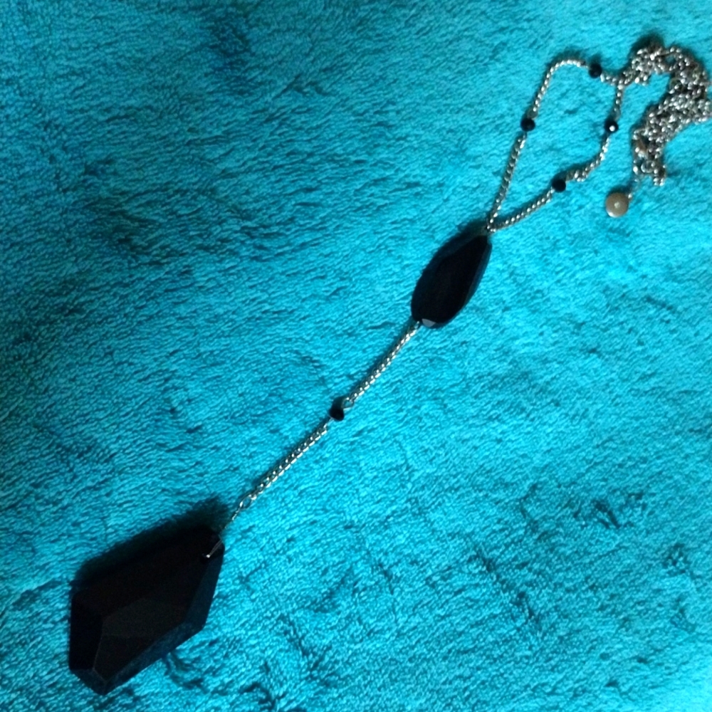 Silver and black 20in necklace